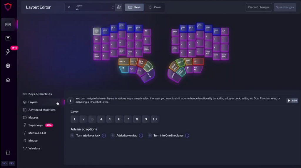 Layers menu