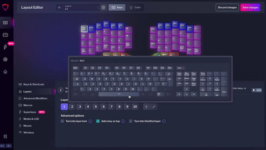 New dual function keys Bazecor