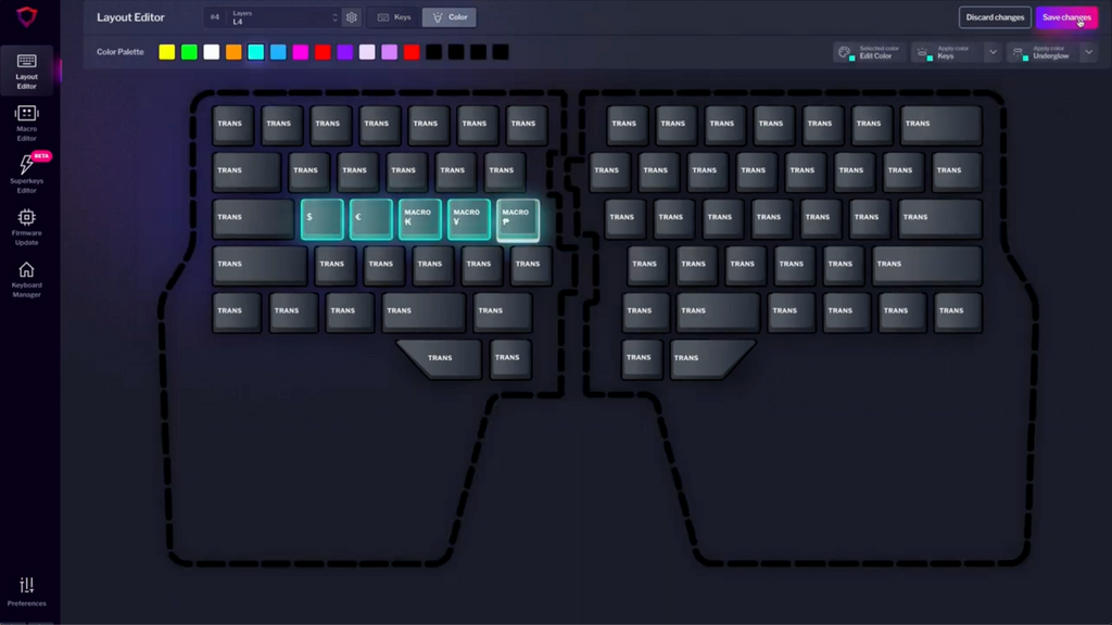 Symbols macro programmable keyboard