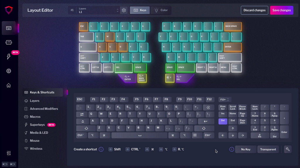 Key remapping bazecor