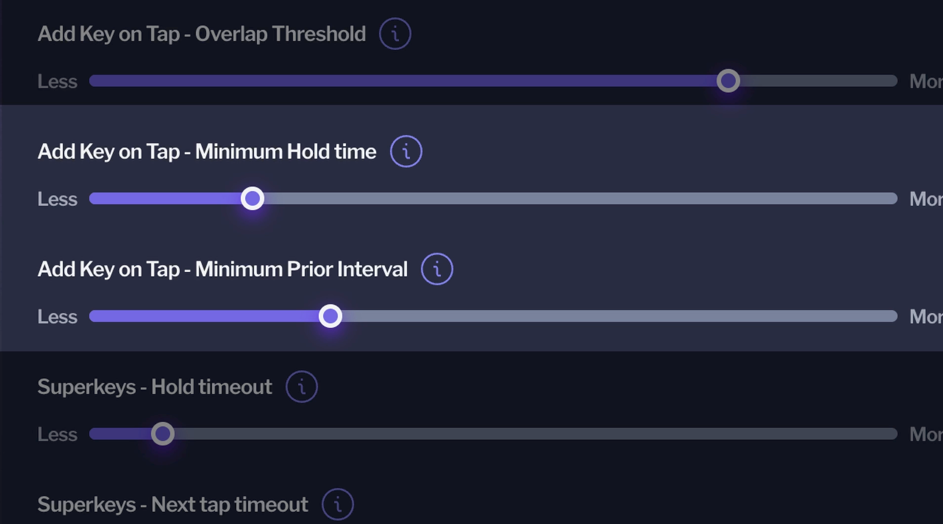 add key on tap options bazecor