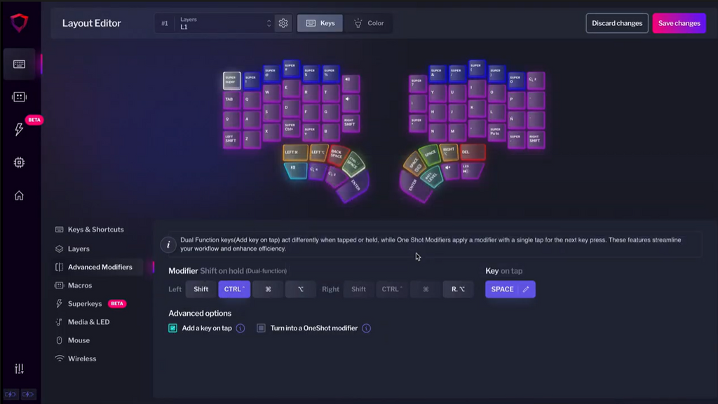 Superkeys Bazecor layer editor